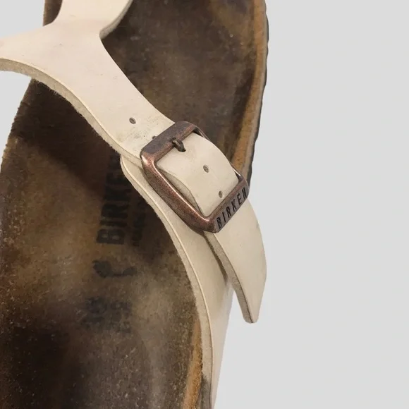 Birkenstock Sandals: Gizeh Birko-Flor Pearl White 38 L7 - Picture 6 of 10